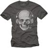 MAKAYA T-Shirt con Stampa - Teschio Auricolare - Maglietta Tumblr DJ Musica Nera M