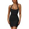 AMABILEMIA Vestito Donna Sexy Estivo Mini Abito Elegante Estate Tubino Corto da Sera Miniabito Senza Maniche Casual Aderente Curvy Festa AM009