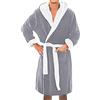 LOIJMK Accappatoio da uomo con cappuccio in spugna - Cappotto da sauna da uomo corto taglie grandi vestaglia anteriore aperto pigiama morbido e confortevole pigiama casual, grigio., L