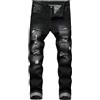 MODSGUE Jeans larghi da uomo in denim, vestibilità normale, dritta, larga, jeans hip hop, vestibilità larga, carpenter, denim, elegante jogging, streetwear con coulisse, Nero , 46