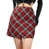 RSBFK Minigonne estive da donna, a quadri, a vita alta, con fodera, Rosso, XS