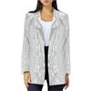 Goolecrimp Blazer Glitterato da Donna Tendenza Moda Giacca da Festa Casual per Le Vacanze Giacca di Paillettes Elegante e Sciolta per Il palcoscenico della Festa (Argento,S)