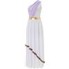 Miutii Costume da dea greca da donna Abito greco bianco con una spalla antica Toga vecchio vestito romano