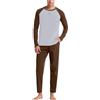 WAZHAKU Pigiama da uomo, lungo, in cotone, estivo, a maniche lunghe, con pantaloni da sonno, pigiama, traspirante, unisex, leggero, set da 2 pezzi, pigiama per il tempo libero