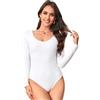 MYSSUCI Body a maniche lunghe da donna, con scollo a V, elasticizzato, con cavallo a scatto, per uscire