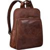 STILORD Delia Zaino da donna vintage di alta qualità in pelle elegante con molti scomparti, zaino da città retrò mini, Cognac-marrone