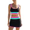 Generic Costume A Fascia Donna Mare Tankini Bikini Curvy Costumi da Bagno Tankini da Donna, Costumi Bagno A Tre Pezzi, Canotta con Stampa E, Interi Donna Curvy Costume