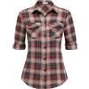 UNibelle Camicetta da donna per Oktoberfest, a maniche lunghe, a quadretti, nero/rosso (una taglia più piccola per vestibilità aderente), 3XL