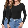 Terecey Maglietta Donna Maniche Lunghe Slim Fit Girocollo Casual | Tessuto Morbido e Flessibile, Vestibilità Aderente, Comfort sulla Pelle, Uso Quotidiano