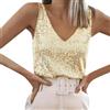 WWricotta Top da sera con paillettes, scollo a V, spalline, donna, perfetto per feste e eventi/A