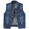 Generisch Abbigliamento Corsa Giubbotto di jeans multicolore da donna corto primavera e sottile sottile in tela smanicata senza maniche spalle gilet con fori rotti taglie grandi da donna, Blu scuro