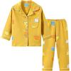 Verve Jelly Bambino Del Bambino Delle Ragazze Dei Ragazzi Manica Lunga Dinosaur Stampa Top Button Down Camicia e Pantaloni Lunghi In Cotone 2 Pezzi Pigiama Set Giallo 120 5-6 anni