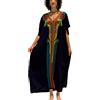 YouKD Caftano floreale ricamato Boho Beach Dress Bikini Coverups Accappatoi lunghi per le donne, C Nero, Taglia unica