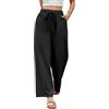 Niwicee Pantaloni Donna Estivi Pantaloni Larghi Elastico Vita Alta Pantaloni Eleganti Pantalone Casual da Spiaggia Comodi Leggeri con Tasche 100% Cotone Pants(Nero,S)
