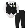 Generico Estate Neonato Vestiti per Neonati, Completi, Smoking per Neonati, Completi da Uomo, Abiti Formali, Camicia+Gilet+Pantaloni, Completi per Neonati Bambina 2 Anni Natale