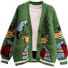 Leyoutx Cardigan da Donna Lavorato a Maglia con Motivo di Anatra Cartone Animato con Bottoni, Verde, S