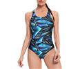 Veranobreeze Veranobreze Women's Athletic Print One Piece Costumi da Bagno di Allenamento Racerback Competitivo Costume da Bagno per Le Donne (Geometric Blue, EU40)