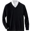 Kiioouu Maglione da uomo in lana e cachemire con scollo a V Pullover lavorato a maglia autunno inverno maglione casual classico caldo fondo camicia maglioni, Nero , XL