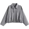 LEACOOLKEY Giacca Bomber da Donna in Finta Pelle Scamosciata Cappotto Pilota Casual Oversized Primavera Autunno Maniche a Pipistrello a Maniche Lunghe Streetwear Esterno,Grigio