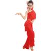 YXYjLb Set da Ballo Latino for Ragazze Sala da Ballo Pantaloni con Nappe con Frange Taglie Forti E Top con Frange Solide Salsa Samba Costume da Competizione Costumi di Pratica di Danza(Pink,150)