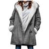 uxxnjfg Giubbotto Donna Invernale Peluche Fleece Felpa Pile Cappotto Donna Invernale Elegante Oversize Giacca con Cappuccio Casual Parka Cardigan con Zip Outerwear(Grigio,XL)