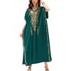 YouKD Caftano floreale ricamato Boho Beach Dress Bikini Coverups Accappatoi lunghi per le donne, B verde, Taglia unica