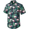 Enlision Camicia Hawaiana Uomo Manica Corta Estiva Fenicottero Floreale Casual Camicie Stampa Hawaiane Spiaggia Vacanza con Tasca 3XL