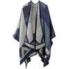 Shmily Girl Donne Inverno Lavorato a Maglia Cachemire Poncho Capes Scialle Cardigan Maglione Cappotto (One Size, A - Bleu Marine Couleur du Bloc)