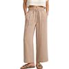 Rolanko Pantaloni di Lino per Ragazze, Vita Elastica Gamba Larga Pantaloni Palazzo Lounge Beach Fluidi con Tasche