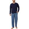 Litherday Pigiama Uomo Invernale Caldo Cotone Lungo Pigiama a Maniche Lunghe Pantaloni Pigiami Due Pezzi da Uomo Morbido Loungewear