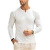 Muscle Cmdr Manica Lunga da Uomo Scollo a V Magliette Intime Slim Fit Stretch Casuale T-Shirt Uomo （Bianco L）