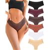 FINETOO Mutande da donna in cotone pizzo brasiliano, slip da donna, sexy, traspiranti, hipster, confezione multipla, 6