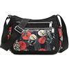 QQYG Borsa a tracolla da donna Borsa a tracolla in nylon Borsa a tracolla da viaggio Borsa a tracolla, foglie rosse, dimensioni: 28 * 10 * 20 cm