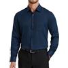 HISDERN Camicia Uomo Elegante Blu Navy Camicie da Uomo Manica Lunga di Cotone con Taschino Bottoni Regular Fit Formale Tinta Unita No Stiro 6XL