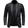 OLEETS Giacca Pelle Uomo - Cappotto Da Lavoro Alla Moda Da Uomo Slim S-5Xl Taglie Forti Manica Lunga Bavero Top Autunno Retrò Classico Abbigliamento Caldo Tinta Unita, Nero, S