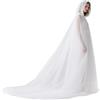 keland Mantello in tulle con cappuccio in tulle con traino per Halloween e matrimoni (bianco)