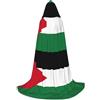 DUWAA Vestaglia con cappuccio con stampa bandiera palestinese per adulti, mantello da stregone monaco sacerdote mantello per Halloween Cosplay cavaliere cappuccio mantello, nero, Large