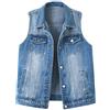 Generic Gilet in denim da donna, gilet da cowboy, tinta unita, senza maniche, taglie forti, leggera, primaverile, autunno, bottoni, gilet aperto sul davanti, cappotti, capispalla chic loungewear UK