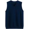 MANBOZIXi Maglione Senza Maniche Uomo Cotone Gilet in Maglia con Scollo a V, Blu 3XL