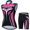 Mydawan Completo Ciclismo Donna Abbigliamento Bici MTB Estivo,Tuta Ciclista Maglietta da Ciclo Senza Maniche Gilet e Pantaloncini Short Bike con 19D Gel Imbottiti,Maglia Bicicletta Asciugatura Rapida|6,S