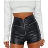 tinetill Pantaloncini Pantaloni Corti in Pelle da Donna Pantaloni in Pelle a Vita Alta Pantaloncini in Pelle PU Pantaloni Sexy in Pelle Streetwear Nero