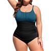 Tuopuda Costume da Bagno Intero Donna Taglie Forti Sexy Costumi Interi da Mare Piscina Push Up Imbottito Reggiseno Costumi Bikini Un Pezzo Spiaggia Beachwear L-12XL, Blu&Nero, XL