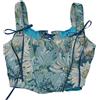 PIYAX Corsetto Fasciatura Donna Stile Coreano Moda Ricamo Estate Vintage Canotta con Lacci Canotta Donna Fasciatura con Fiocco