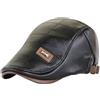 Theaque Berretto da uomo in pelle, regolabile, per newsboy, berretto da guida, cappello alla moda, berretto piatto, Nero , Etichettalia unica