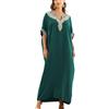 YouKD - Kaftano ricamato con motivo floreale, stile bohémien, da spiaggia, copricostume da bikini, accappatoio lungo per donne, Taglia Unica