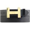 BELTINGER Cintura firmata HENRY in pelle bovina pieno fiore 4 cm | Cintura elegante per uomo e donna 40mm | Oro lucido | Nero 105cm