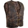 MDM Gilet/Giacca vintage in vera pelle da uomo, vintage marrone, 3XL
