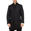 Infinity Leather Cappotto Invernale da Uomo Nero in Misto Lana Con Collo Alto, Stile Trench