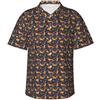 Unkhtt Camicia hawaiana da uomo con stampa di gatto, a maniche corte, per spiaggia, vacanze, leggera, traspirante, casual, Nero , 3XL