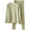 Generisch Intimo termico da donna, coppie, biancheria intima termica invernale con base di lana, maglione di cotone per uomini e donne, lana di seta lunga per uomini, verde, 3XL